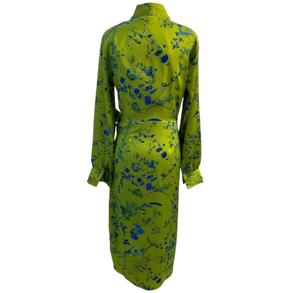 I.N.C. International Concepts Satin Wrap Dress Green Floral Elegant Size XS - Picture 7 of 14